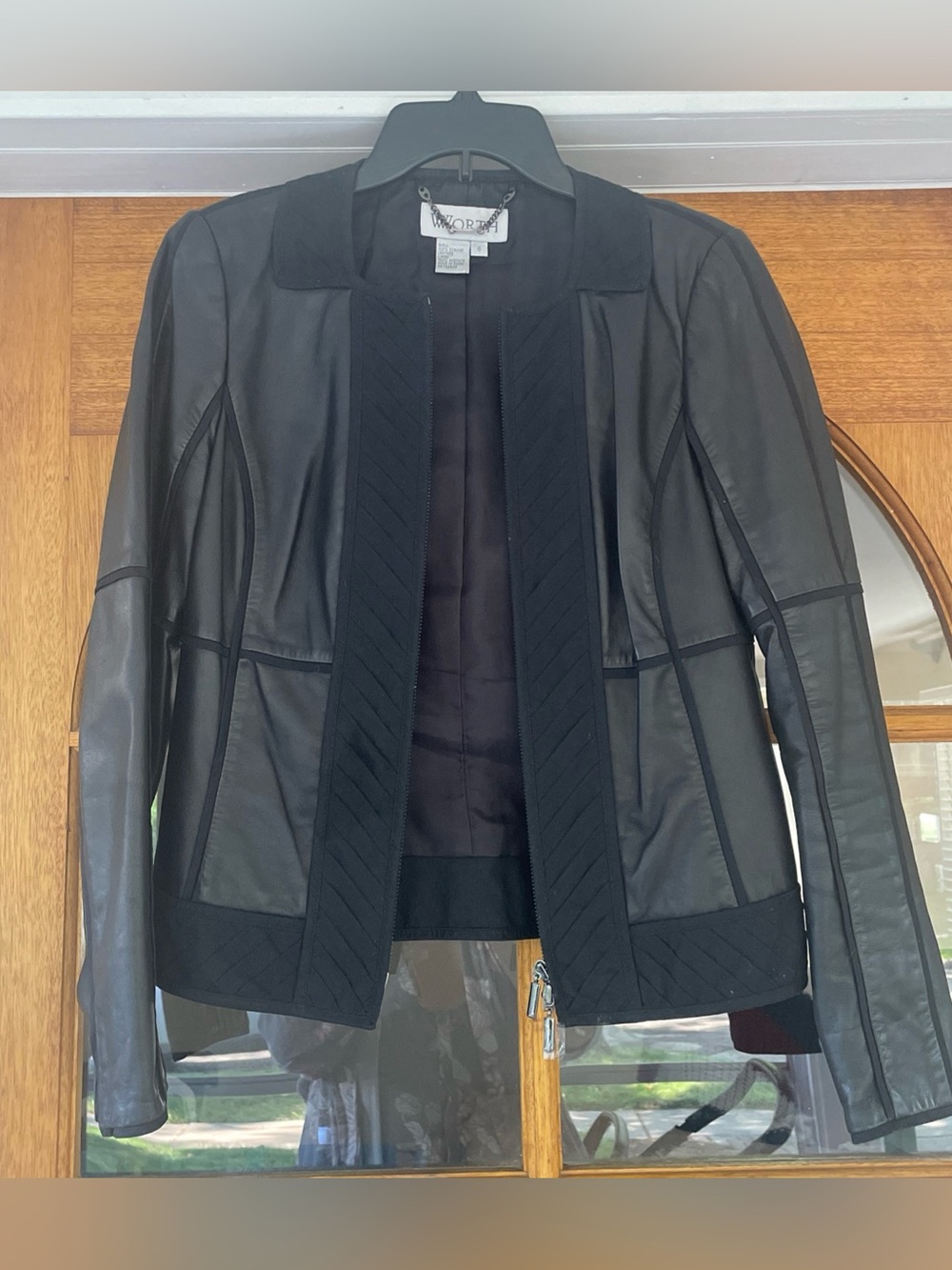 Worth New York Women’s Genuine Leather Jacket Black Patchwork Size 6